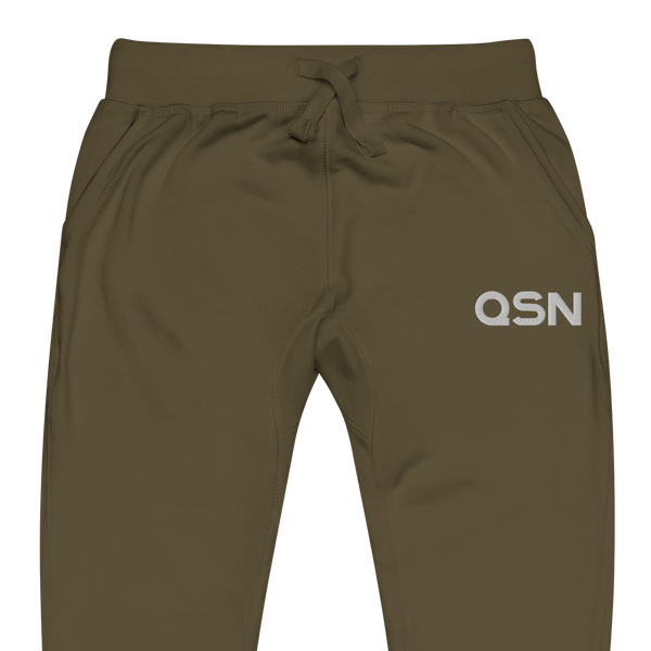 QSN Embroidered Unisex Fleece Sweatpants - White Logo