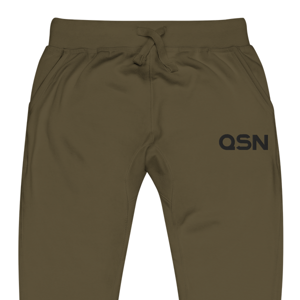 QSN Embroidered Unisex Fleece Sweatpants - Black Logo