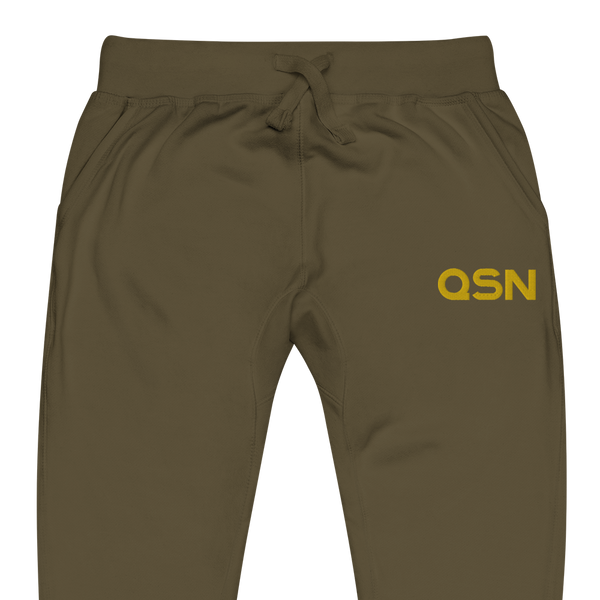 QSN Embroidered Unisex Fleece Sweatpants - Gold Logo
