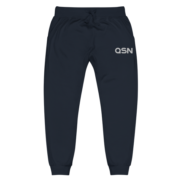QSN Embroidered Unisex Fleece Sweatpants - White Logo