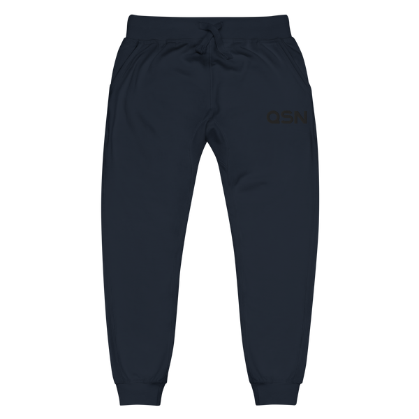 QSN Embroidered Unisex Fleece Sweatpants - Black Logo