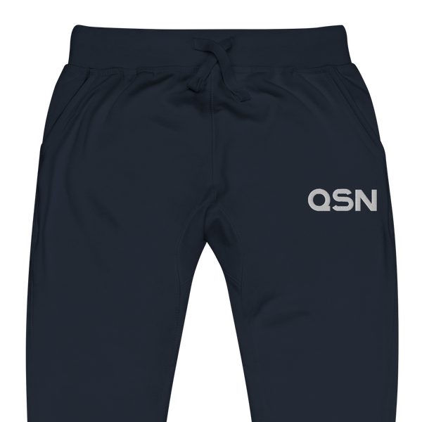 QSN Embroidered Unisex Fleece Sweatpants - White Logo