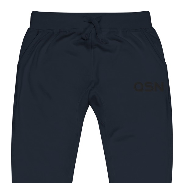 QSN Embroidered Unisex Fleece Sweatpants - Black Logo
