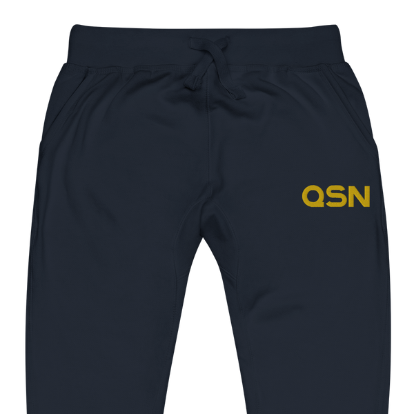 QSN Embroidered Unisex Fleece Sweatpants - Gold Logo