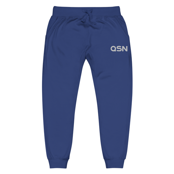 QSN Embroidered Unisex Fleece Sweatpants - White Logo