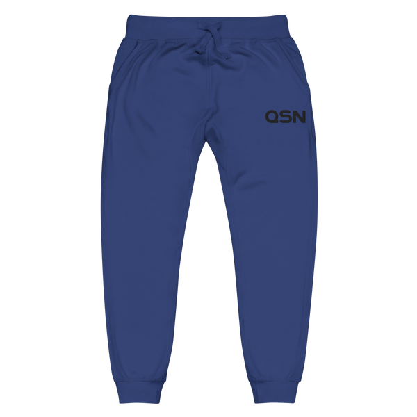 QSN Embroidered Unisex Fleece Sweatpants - Black Logo