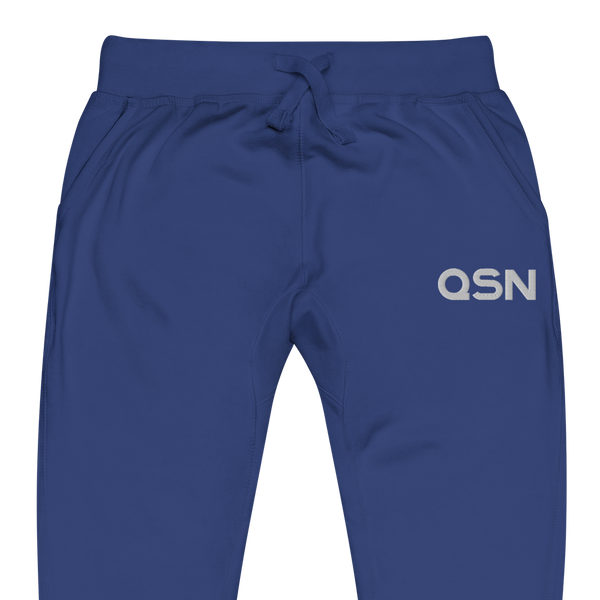 QSN Embroidered Unisex Fleece Sweatpants - White Logo