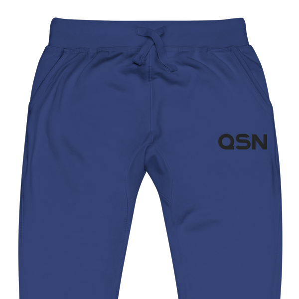 QSN Embroidered Unisex Fleece Sweatpants - Black Logo