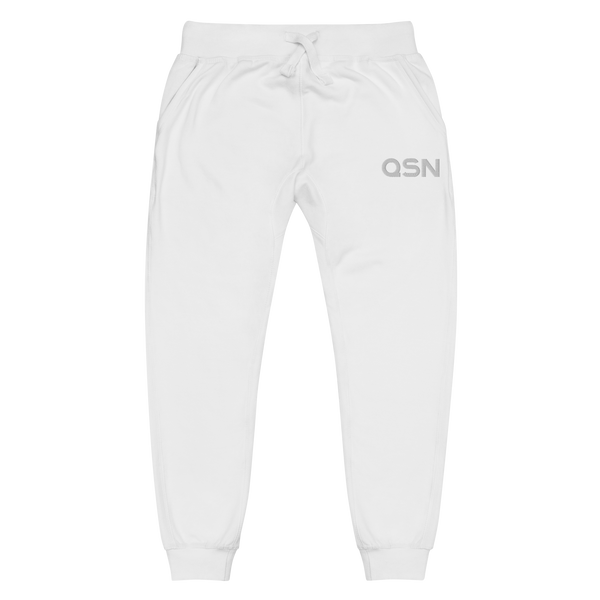 QSN Embroidered Unisex Fleece Sweatpants - White Logo