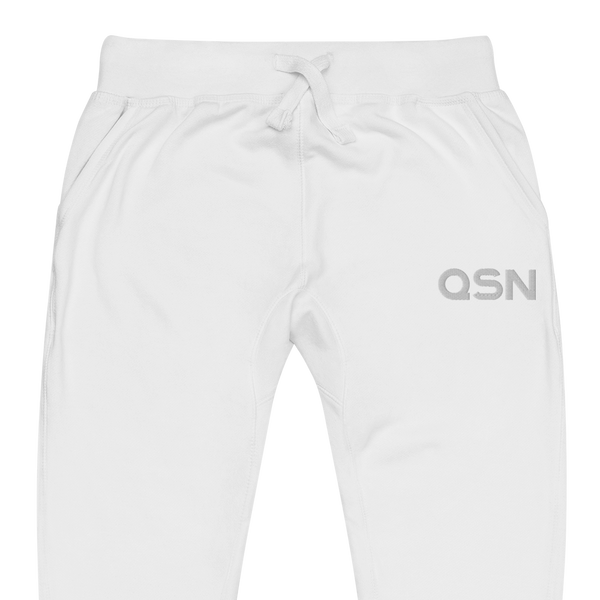 QSN Embroidered Unisex Fleece Sweatpants - White Logo
