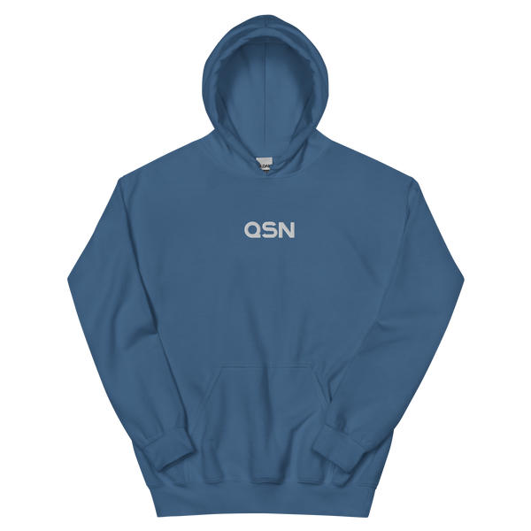 QSN Embroidered Heavy Blend Unisex Hoodie - White Logo