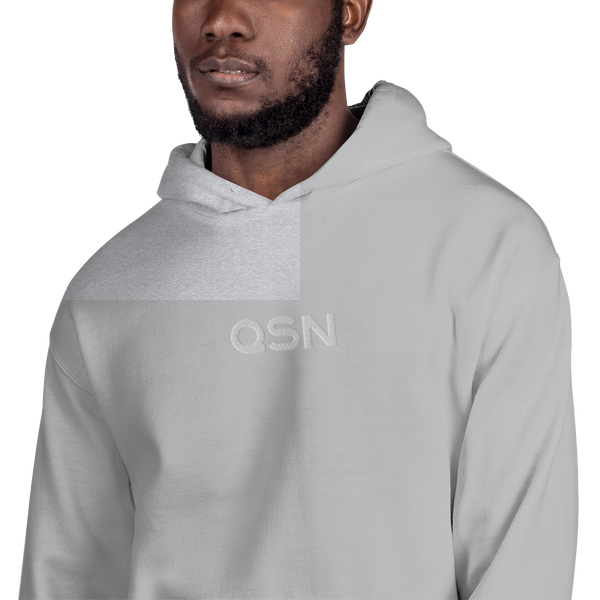 QSN Embroidered Heavy Blend Unisex Hoodie - White Logo
