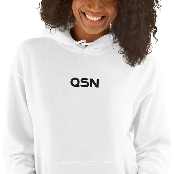 QSN Embroidered Heavy Blend Unisex Hoodie - Black Logo