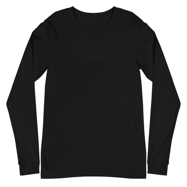 QSN Embroidered Unisex Long Sleeve Tee - Black Logo