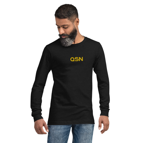 QSN Embroidered Unisex Long Sleeve Tee - Gold Logo