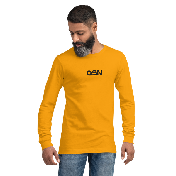 QSN Embroidered Unisex Long Sleeve Tee - Black Logo