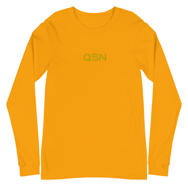 QSN Embroidered Unisex Long Sleeve Tee - Gold Logo