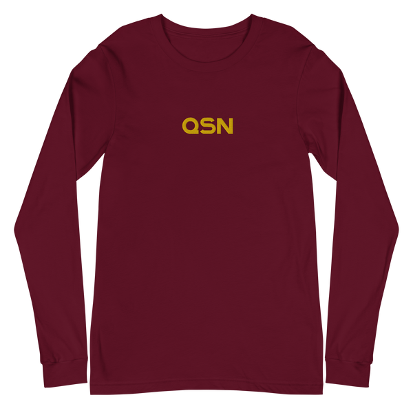 QSN Embroidered Unisex Long Sleeve Tee - Gold Logo
