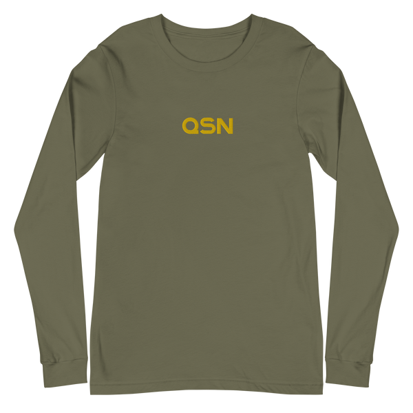 QSN Embroidered Unisex Long Sleeve Tee - Gold Logo