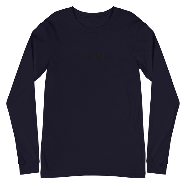QSN Embroidered Unisex Long Sleeve Tee - Black Logo