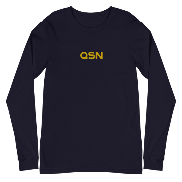 QSN Embroidered Unisex Long Sleeve Tee - Gold Logo