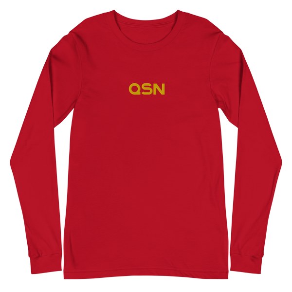 QSN Embroidered Unisex Long Sleeve Tee - Gold Logo