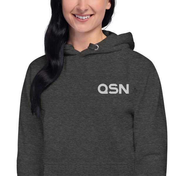 QSN Embroidered Premium Unisex Hoodie - White Logo