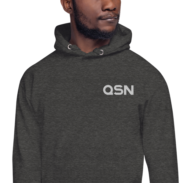 QSN Embroidered Premium Unisex Hoodie - White Logo