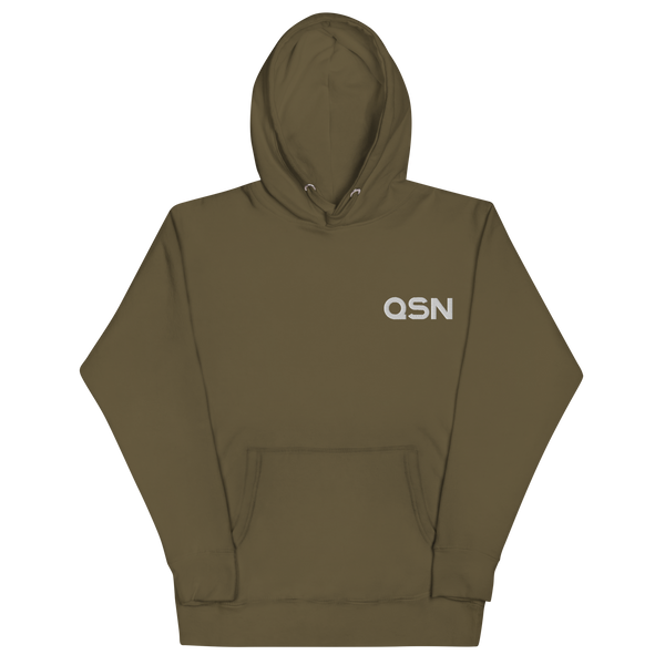 QSN Embroidered Premium Unisex Hoodie - White Logo