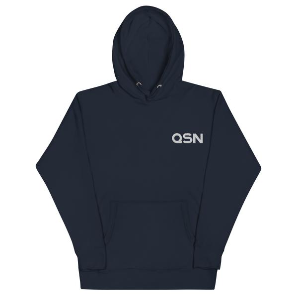 QSN Embroidered Premium Unisex Hoodie - White Logo