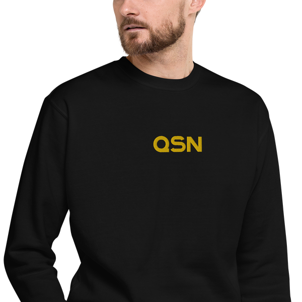 QSN Embroidered Unisex Premium Sweatshirt - Gold Logo