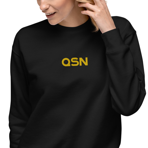QSN Embroidered Unisex Premium Sweatshirt - Gold Logo
