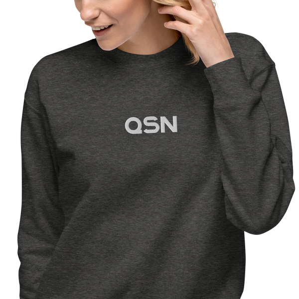 QSN Embroidered Unisex Premium Sweatshirt - White Logo