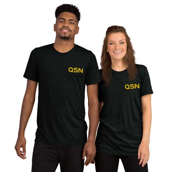 QSN Embroidered Tri-Blend Short Sleeve Shirt - Gold Logo