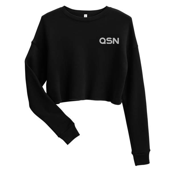 QSN Women's Embroidered Crop Sweatshirt - White Logo