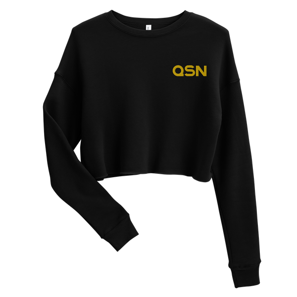QSN Women's Embroidered Crop Sweatshirt - Gold Logo