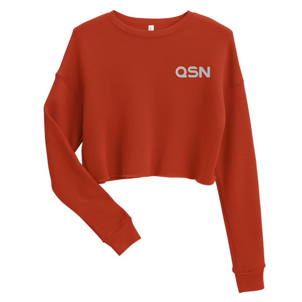 QSN Women's Embroidered Crop Sweatshirt - White Logo