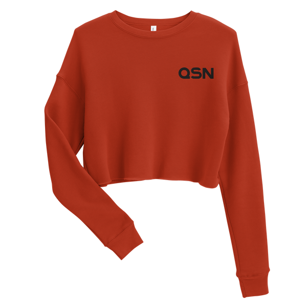 QSN Women's Embroidered Crop Sweatshirt - Black Logo