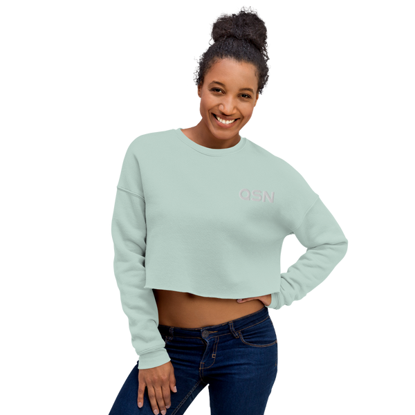 QSN Women's Embroidered Crop Sweatshirt - White Logo