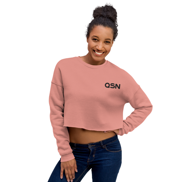 QSN Women's Embroidered Crop Sweatshirt - Black Logo