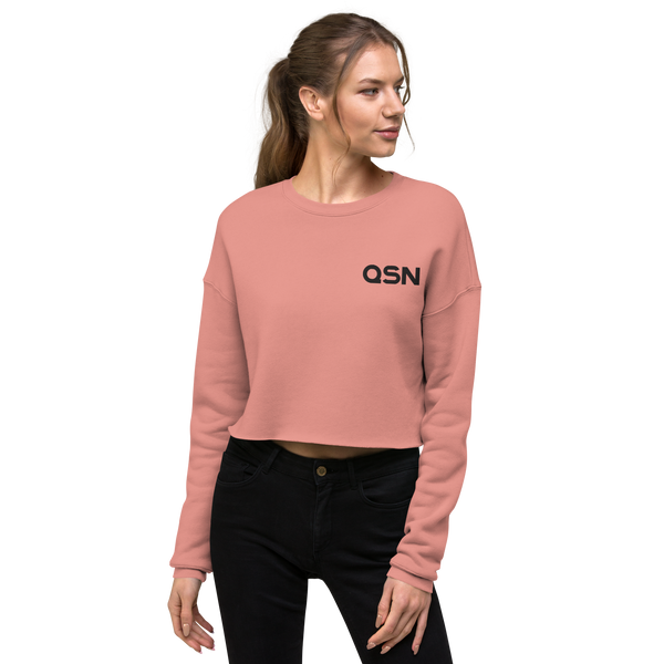QSN Women's Embroidered Crop Sweatshirt - Black Logo
