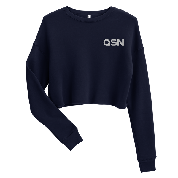 QSN Women's Embroidered Crop Sweatshirt - White Logo