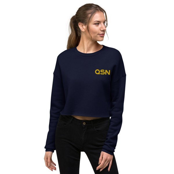QSN Women's Embroidered Crop Sweatshirt - Gold Logo
