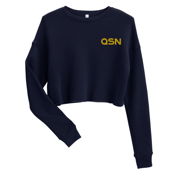 QSN Women's Embroidered Crop Sweatshirt - Gold Logo