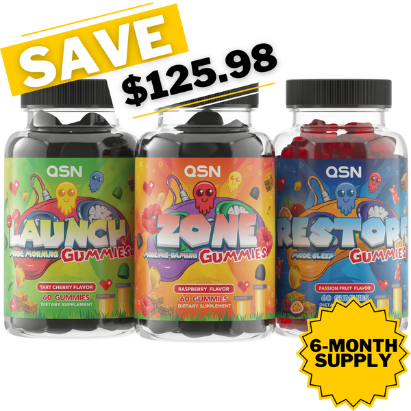 QSN LZR Focused Gaming Gummies 6 Month Super Bundle (Save 50% on Our Most Popular Stack)