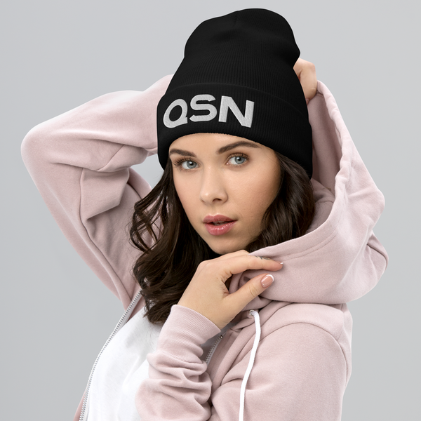 QSN Cuffed Beanie - White Logo