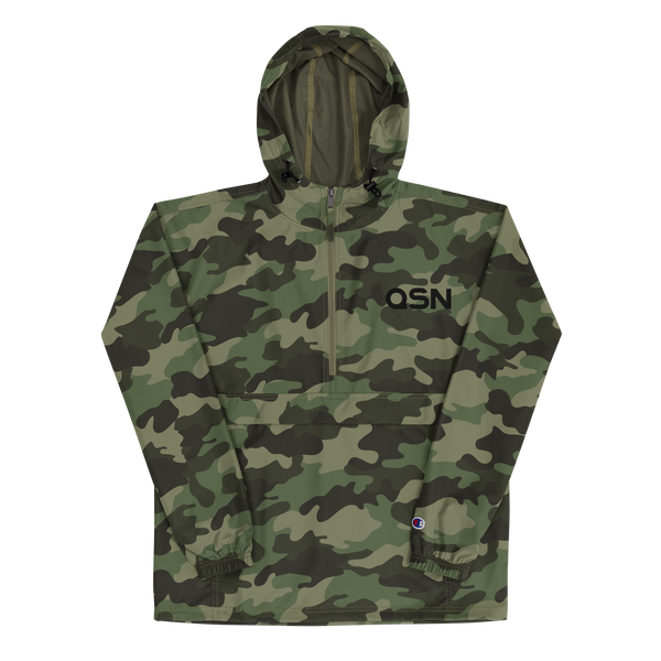 QSN Embroidered Champion Packable Jacket - Black Logo