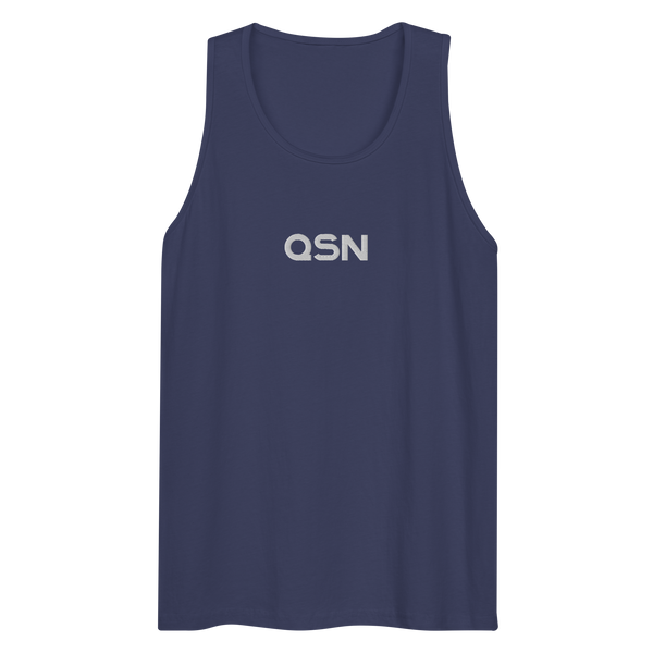 QSN Men’s Embroidered Premium Tank Top - White Logo