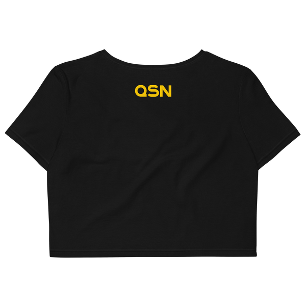 QSN Women's Embroidered Organic Crop Top - Gold Logo