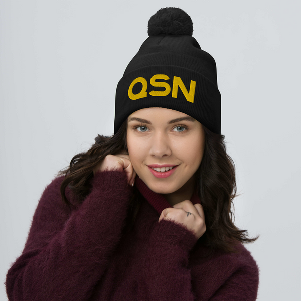 QSN Pom-Pom Beanie - Gold Logo